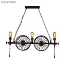 GobekUsa Metallic Pendant Light: Antique 3-Head Wagon Wheel Design for Restaurants and Hanging Islands, with Decorative Valve