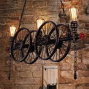 GobekUsa Metallic Pendant Light: Antique 3-Head Wagon Wheel Design for Restaurants and Hanging Islands, with Decorative Valve
