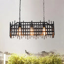GobekUsa Metallic Wire Cage Island Light: Antique Style 3-Light Farmhouse Lamp in Black/Rust