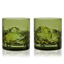 Admiral Crystal Rocks Glasses in Green Set of 2 by Viski