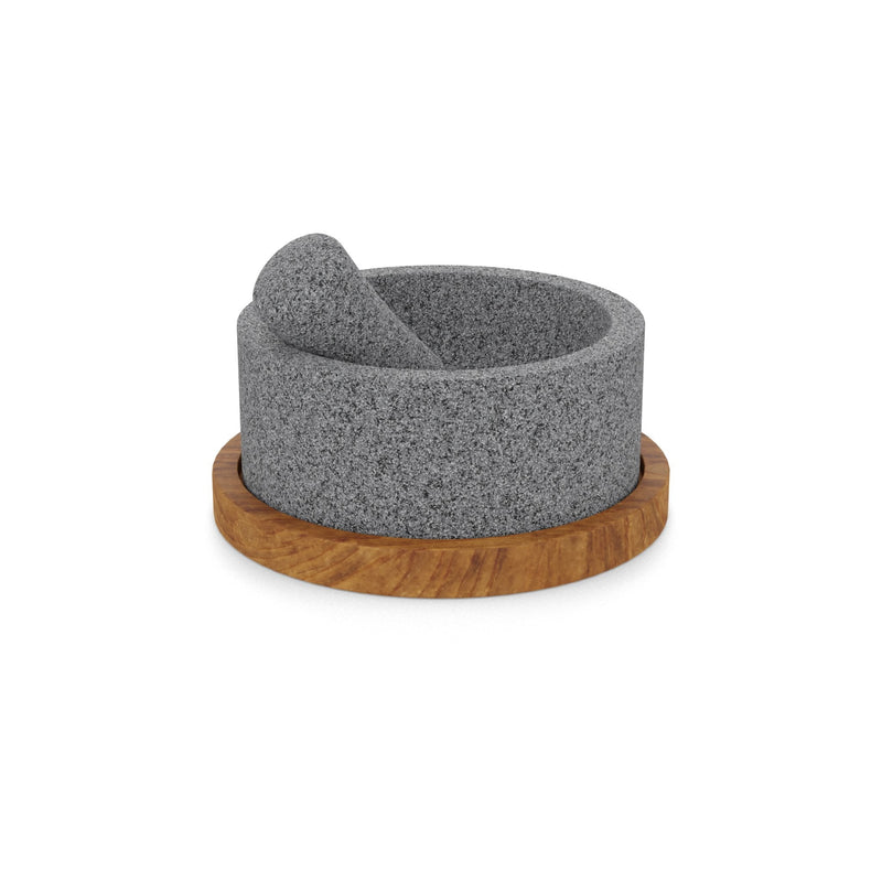 Craft by Order - Chilmamolli King 8" Volcanic Stone Molcajete with Wooden Base