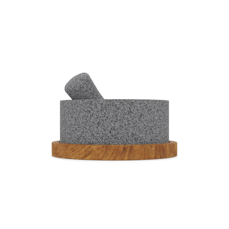 Craft by Order - Chilmamolli King 8" Volcanic Stone Molcajete with Wooden Base