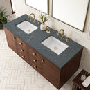 James Martin Amberly 60" Dual Mount Double Bathroom Vanity, Mid-Century Walnut