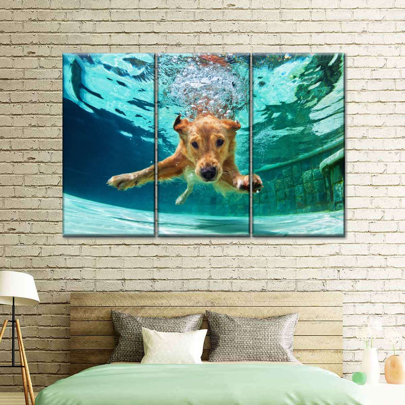 Diving Golden Retriever Wall Art