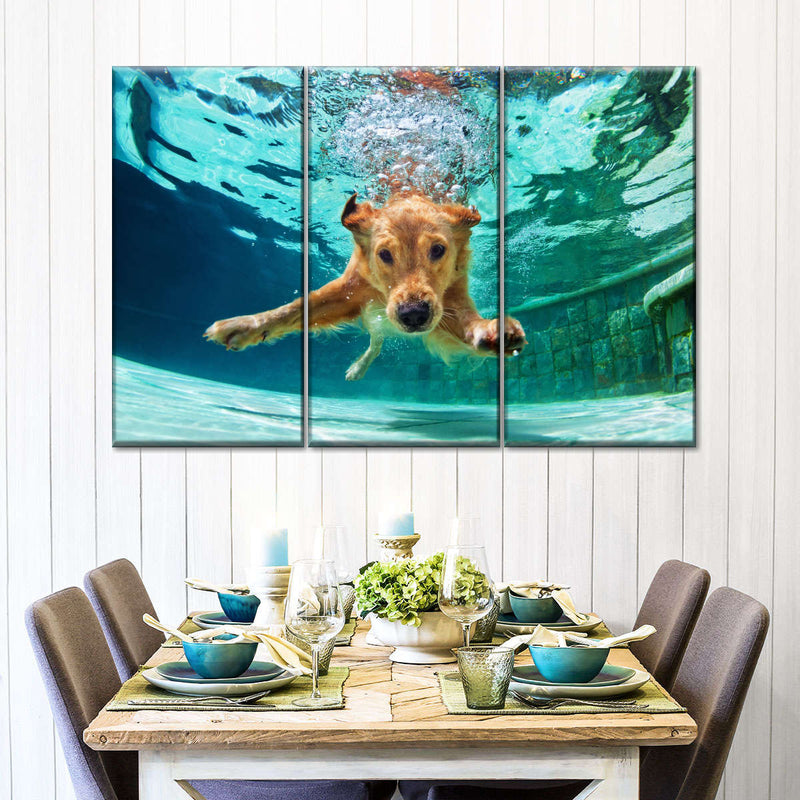 Diving Golden Retriever Wall Art