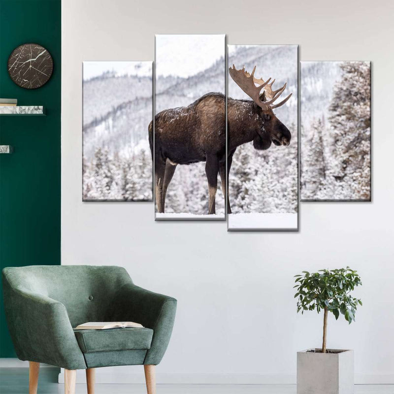 Snowy Moose Wall Art