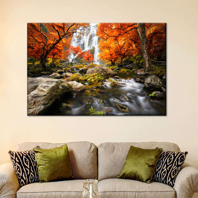 Stunning Autumn Waterfall Wall Art