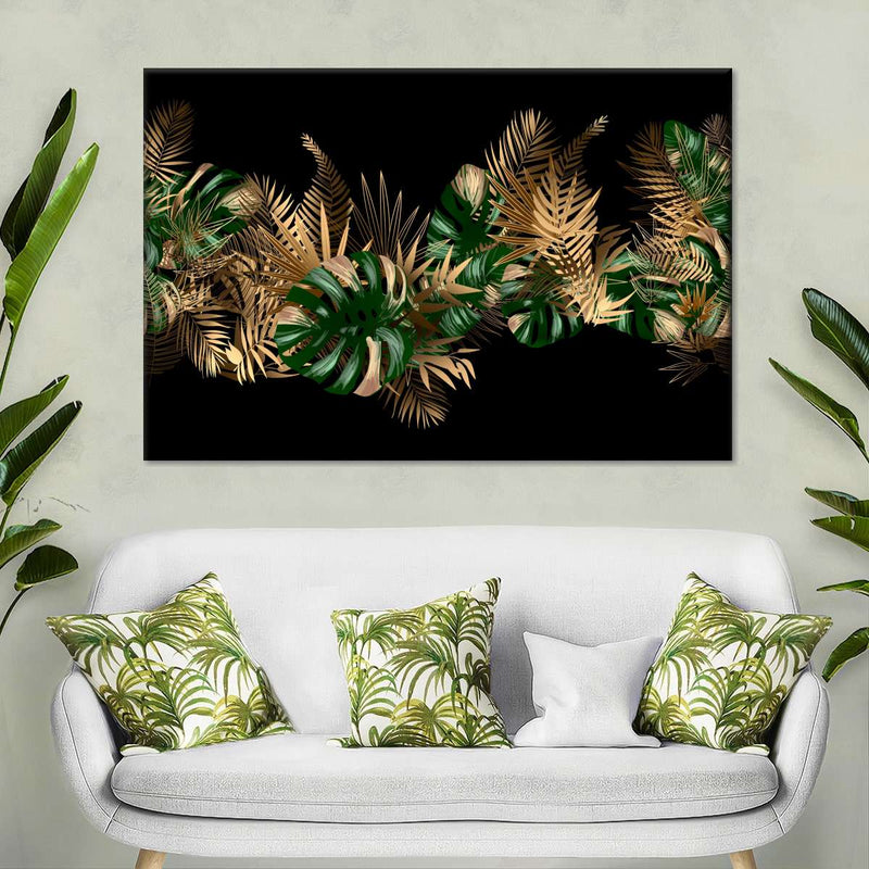 Gold And Green Leaves Wall Art