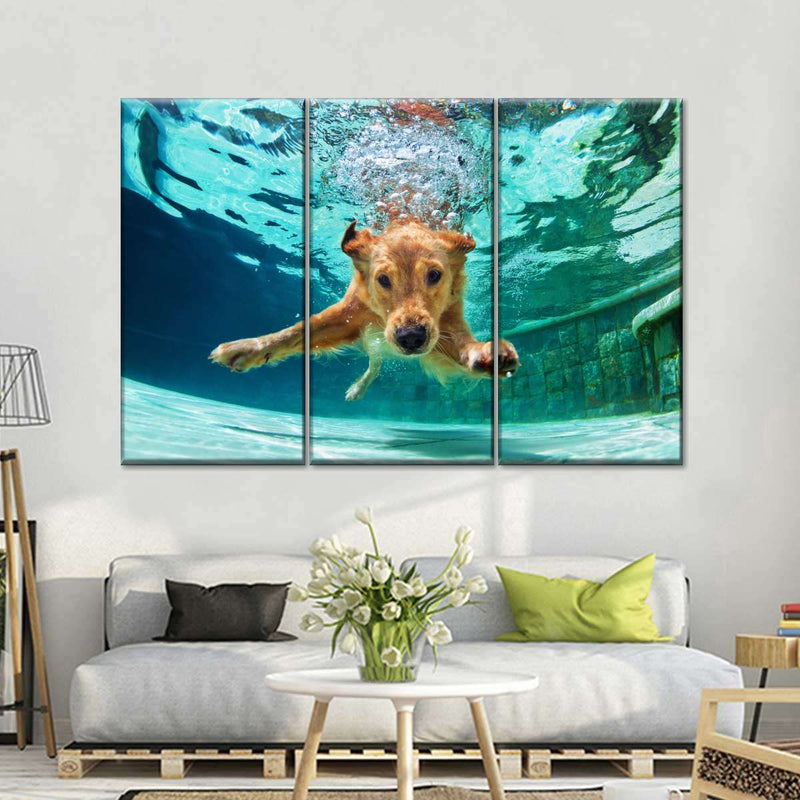 Diving Golden Retriever Wall Art