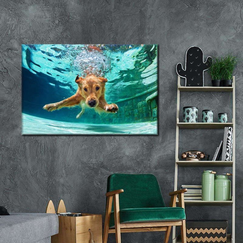 Diving Golden Retriever Wall Art