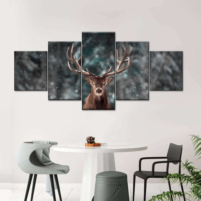 Snowy Noble Deer Wall Art