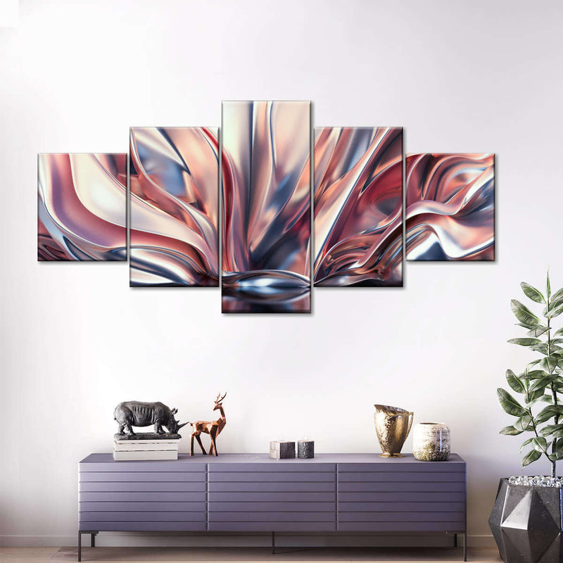 Pink And Silver Abstract Wall Art