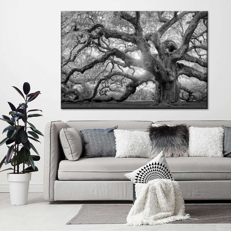 Monochrome Angel Oak Tree Wall Art