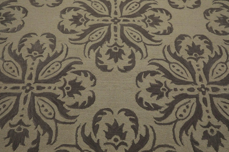 8' x 10' Handmade Wool Loop & Cut Pile Transitional Oriental Area rug Beige