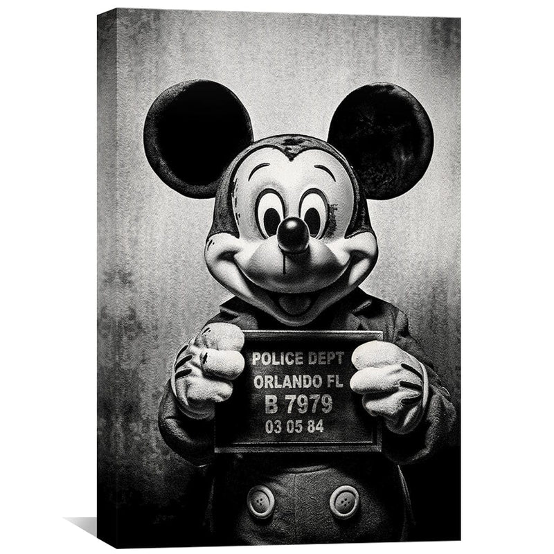 Mickey Mugshot Black Canvas