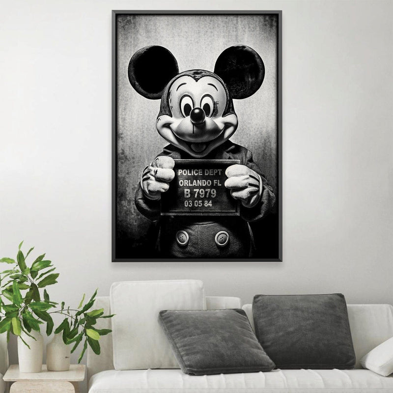 Mickey Mugshot Black Canvas