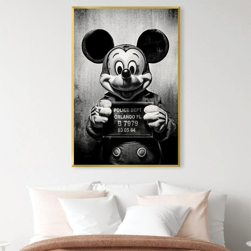 Mickey Mugshot Black Canvas