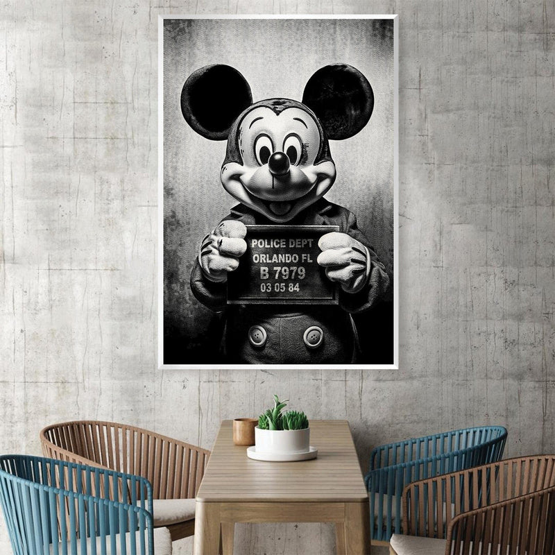 Mickey Mugshot Black Canvas