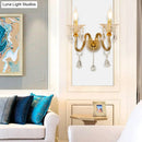 GobekUsa Mid-Century 1/2 Lights Wall Sconce with Brass Candle Design and Crystal Shade