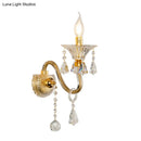 GobekUsa Mid-Century 1/2 Lights Wall Sconce with Brass Candle Design and Crystal Shade