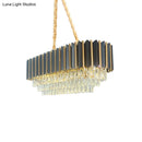 GobekUsa Mid Century 4-Tier Black and Gold Crystal Island Pendant - 8-Light Oval Restaurant Hanging Light Fixture