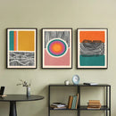 GobekUsa Mid Century Abstract Color Block Wall Art Set