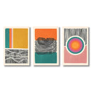 GobekUsa Mid Century Abstract Color Block Wall Art Set