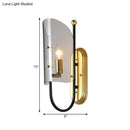 GobekUsa Mid Century Black-Brass 1-Light Hall Wall Sconce Lamp with Smoke Grey Curving Glass Shade
