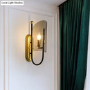GobekUsa Mid Century Black-Brass 1-Light Hall Wall Sconce Lamp with Smoke Grey Curving Glass Shade