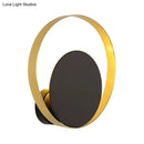 GobekUsa Mid Century Circle Sconce Light: Hotel Wall Mount in Black-Gold