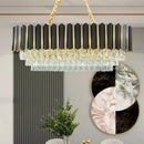GobekUsa Mid Century 4-Tier Black and Gold Crystal Island Pendant - 8-Light Oval Restaurant Hanging Light Fixture