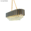 GobekUsa Mid Century 4-Tier Black and Gold Crystal Island Pendant - 8-Light Oval Restaurant Hanging Light Fixture