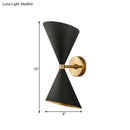 GobekUsa Mid-Century Black-Gold Metal Wall Lamp with Deformed Cocktail Shaker Sconce Light - 2 Bulbs