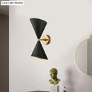 GobekUsa Mid-Century Black-Gold Metal Wall Lamp with Deformed Cocktail Shaker Sconce Light - 2 Bulbs