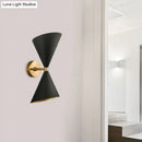 GobekUsa Mid-Century Black-Gold Metal Wall Lamp with Deformed Cocktail Shaker Sconce Light - 2 Bulbs