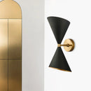 GobekUsa Mid-Century Black-Gold Metal Wall Lamp with Deformed Cocktail Shaker Sconce Light - 2 Bulbs
