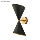 GobekUsa Mid-Century Black-Gold Metal Wall Lamp with Deformed Cocktail Shaker Sconce Light - 2 Bulbs