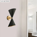 GobekUsa Mid-Century Black-Gold Metal Wall Lamp with Deformed Cocktail Shaker Sconce Light - 2 Bulbs