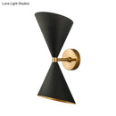 GobekUsa Mid-Century Black-Gold Metal Wall Lamp with Deformed Cocktail Shaker Sconce Light - 2 Bulbs