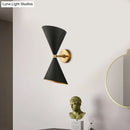 GobekUsa Mid-Century Black-Gold Metal Wall Lamp with Deformed Cocktail Shaker Sconce Light - 2 Bulbs