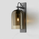 GobekUsa Mid-Century Black Wall Sconce with Dual Dome Glass Shade for Living Room, 1 Bulb Fixture