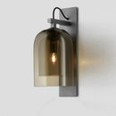 GobekUsa Mid-Century Black Wall Sconce with Dual Dome Glass Shade for Living Room, 1 Bulb Fixture