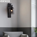 GobekUsa Mid-Century Black Wall Sconce with Dual Dome Glass Shade for Living Room, 1 Bulb Fixture