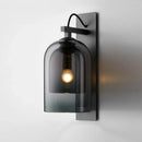GobekUsa Mid-Century Black Wall Sconce with Dual Dome Glass Shade for Living Room, 1 Bulb Fixture