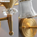GobekUsa Mid-Century Crystal Ribbed Wall Mounted Lamp - Brass Flush Wall Sconce for Living Room
