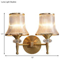 GobekUsa Mid-Century Crystal Ribbed Wall Mounted Lamp - Brass Flush Wall Sconce for Living Room