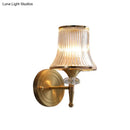 GobekUsa Mid-Century Crystal Ribbed Wall Mounted Lamp - Brass Flush Wall Sconce for Living Room