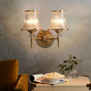 GobekUsa Mid-Century Crystal Ribbed Wall Mounted Lamp - Brass Flush Wall Sconce for Living Room