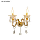 GobekUsa Mid-Century 1/2 Lights Wall Sconce with Brass Candle Design and Crystal Shade