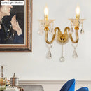 GobekUsa Mid-Century 1/2 Lights Wall Sconce with Brass Candle Design and Crystal Shade